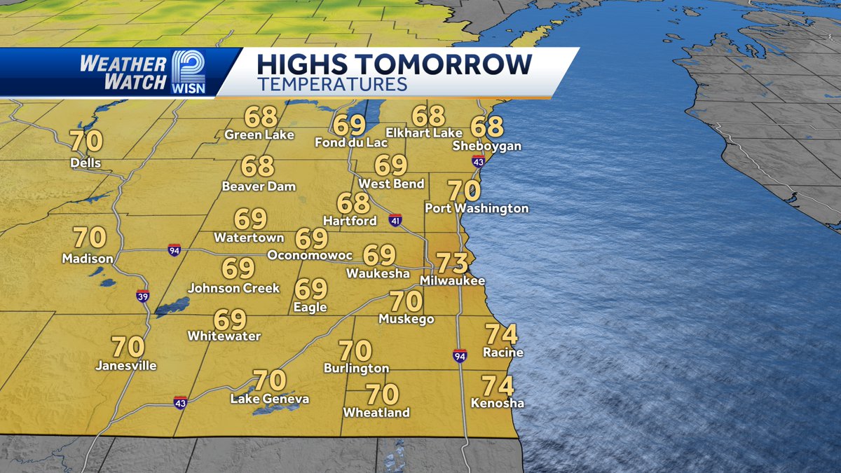I can't wait for the complaints about how cold it is tomorrow. These are the expected highs on Friday. And it will be breezy.