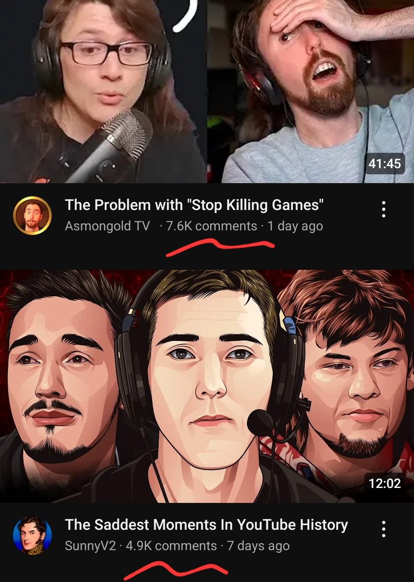 Constillate's tweet photo. It seems like YouTube is testing showing comments rather than view count on mobile rn 👀

This massively threw me off, but it did make me view the videos differently, which is a testament to how much social proof view count provides at the moment. https://t.co/fVrncFt7mt