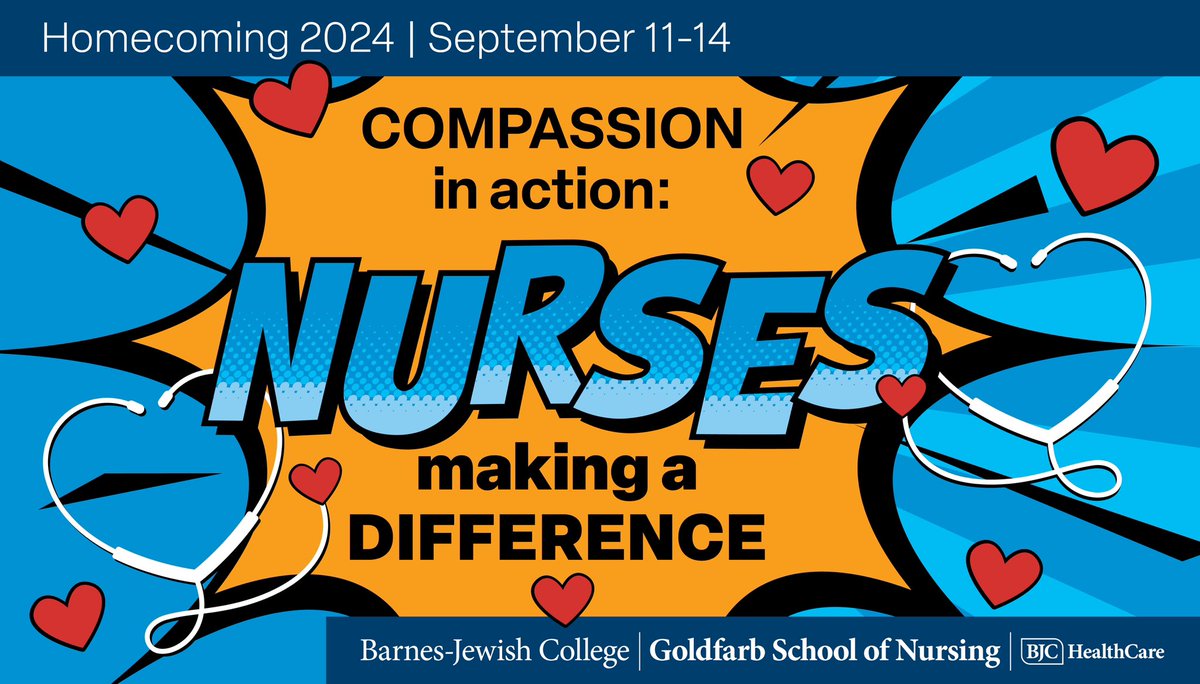Join us for this year’s #Homecoming as we celebrate the exceptional nursing students and alumni of Barnes-Jewish College Goldfarb School of Nursing and our Legacy schools.

Register here: barnesjewishcollege.edu/Homecoming2024
#CompassionInAction #GoldfarbNursing #Homecoming2024