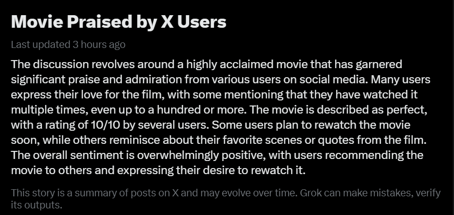 Twitter's AI is doing great, I can't wait to see Movie.