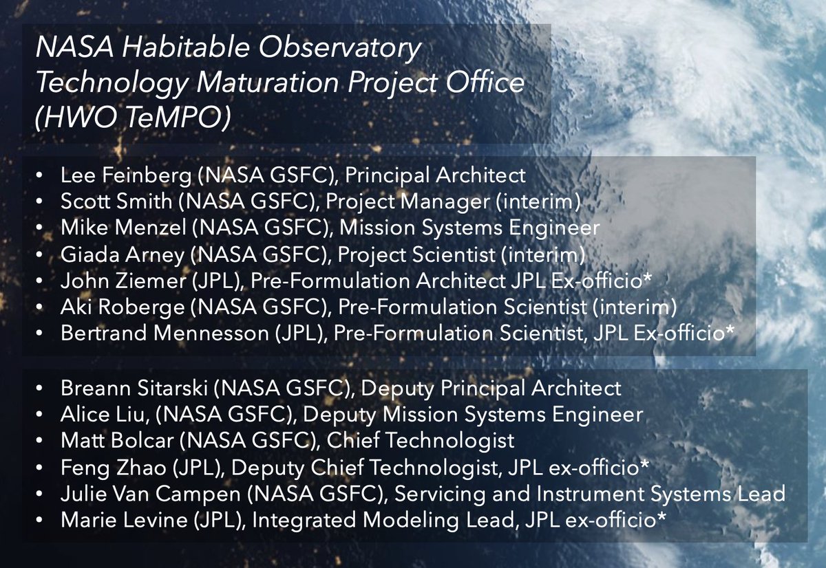 ✨huge milestone✨
official project office for Habitable Worlds Observatory opened for business at GSFC Aug 1!
HWO Technology Maturation Project Office (TeMPO) to dev pre-formulation plan to get to successful mission concept review asap &amp; enter into PhaseA shorturl.at/AZz4z