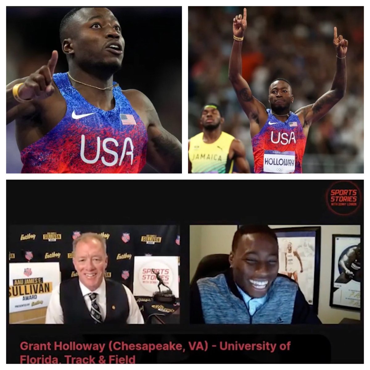 #SSDLNews - U.S. Track star Grant Holloway (Chesapeake, VA), aka “The Flamingo”, ⁦<a href="/flaamingooo_/">.</a>⁩ , won the Gold Medal in the 110m Hurdles at the Paris Olympic Games.  Holloway, a Silver Medal winner at the Tokyo Olympic Games, was a finalist for the 90th Sullivan Award.