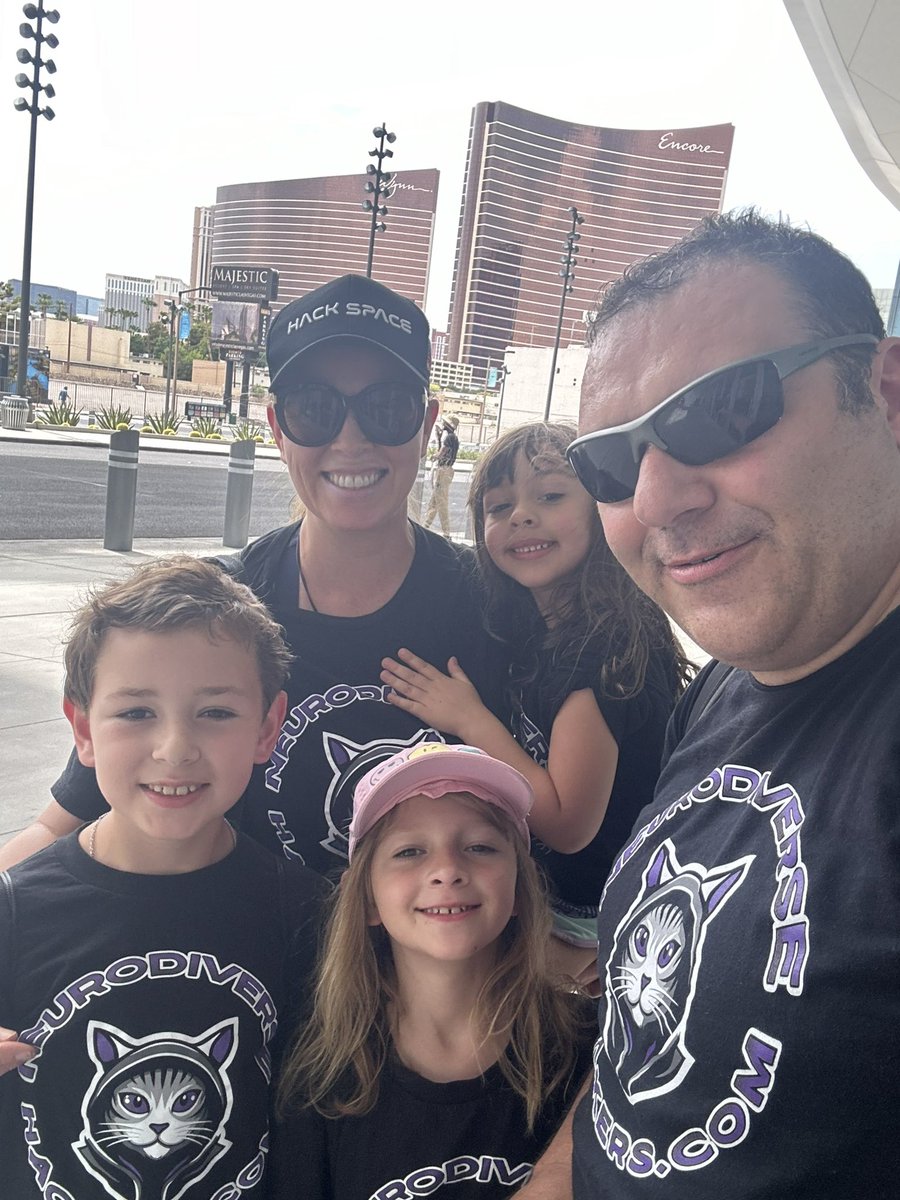 Brought the fam <a href="/defcon/">DEF CON</a> &amp; <a href="/DEFCONNextGen/">DCNextGen</a>. We have tons of stickers &amp; ND shirts. Stop one of us &amp; say hi! 😊😊😊 <a href="/0xM4rk7homas/">BostonHacker</a>