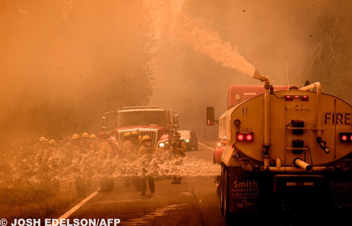 FIRE PIX: The #Parkfire came back to life and made what seemed like a final push yesterday bumping up against the towns of Mineral and Mill Creek, but firefighters did an awesome job stopping it in its tracks and saving both communities. (Photos by Josh Edelson/AFP)