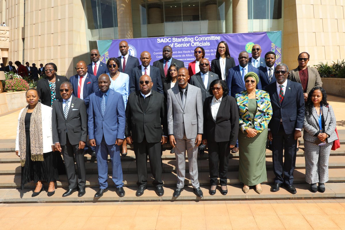 SADC_News's tweet photo. 𝗥𝗲𝗽𝘂𝗯𝗹𝗶𝗰 𝗼𝗳 𝗭𝗶𝗺𝗯𝗮𝗯𝘄𝗲 𝘁𝗮𝗸𝗲𝘀 𝗼𝘃𝗲𝗿 𝘁𝗵𝗲 𝗖𝗵𝗮𝗶𝗿𝘀𝗵𝗶𝗽 𝗼𝗳 𝘁𝗵𝗲 𝗦𝗔𝗗𝗖 𝗦𝘁𝗮𝗻𝗱𝗶𝗻𝗴 𝗖𝗼𝗺𝗺𝗶𝘁𝘁𝗲𝗲 𝗼𝗳 𝗦𝗲𝗻𝗶𝗼𝗿 𝗢𝗳𝗳𝗶𝗰𝗶𝗮𝗹𝘀

On 8th August 2024, the Republic of Zimbabwe took over the Chairship of the Southern African Development Community (SADC) Standing Committee of Senior Officials from the Republic of Angola, marking the start of the process for the official handover of the SADC Chairship from the Republic of Angola to the Republic of  Zimbabwe during the 44th SADC Summit  of Heads of State and Government on 17 August, 2024.

In his acceptance speech during the opening ceremony of the SADC Standing Committee of Senior Officials, the Chairperson of the Standing Committee of Senior Officials, Ambassador Albert Ranganai Chimbindi, Permanent Secretary in the Ministry of Foreign Affairs and International Trade of the Republic of Zimbabwe pledged Zimbabwe’s commitment to cooperate with all SADC Member States in implementing the aspirations enshrined in the SADC Regional Indicative Strategic Development Plan (RISDP) 2020-2030.

Ambassador Chimbindi highlighted the need to intensify trade facilitation measures to boost intra-regional trade and investment in the SADC region by taking full advantage of the opportunities presented by instruments such as the SADC Protocol on Trade, the Tripartite Free Trade Area (TFTA) and the African Continental Free Trade Area (AfCFTA) with the view to promote industrialisation and enhance competitiveness, thereby creating decent work and alleviating poverty for SADC citizens.

On the 44th SADC Summit theme, “Promoting Innovation to Unlock Opportunities for Sustained Economic Growth and Development towards an Industrialised SADC”, Ambassador Chimbindi highlighted that the theme provides an opportunity for the SADC region to refocus and refine the region’s collective thoughts.

Outgoing Chairperson of the Standing Committee of Senior Officials Ambassador Dr. Nazaré José Salvador highlighted some of the achievements made in the past year in line with the theme of the 43rd SADC Summit: Human and Financial Capital: The Key Drivers for Sustainable Industrialisation in the SADC Region, which was adopted in August 2023 in Luanda, Republic of Angola.

Ambassador Dr. Salvador hailed the convening of the SADC Youth Forum on 3rd July 2024 in Angola as one of the key events that provided an opportunity for young entrepreneurs and leaders to deliberate on the 43rd SADC Summit theme with the view to discuss actions to ensure youth empowerment, inclusion and participation in the development process of the region.

Read more on this story by following this link: https://t.co/P9hlSCFWG2

#44thSADCSummit