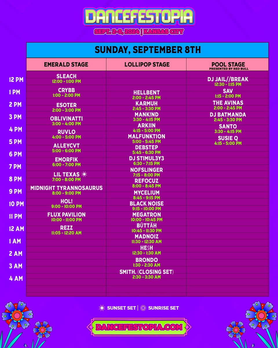 2024 SET TIMES ARE HERE 🤩 Gates open in only 25 days!! Get your tickets before prices increase next Friday 💚 LET’S GOOO 🔗 Dancefestopia.com