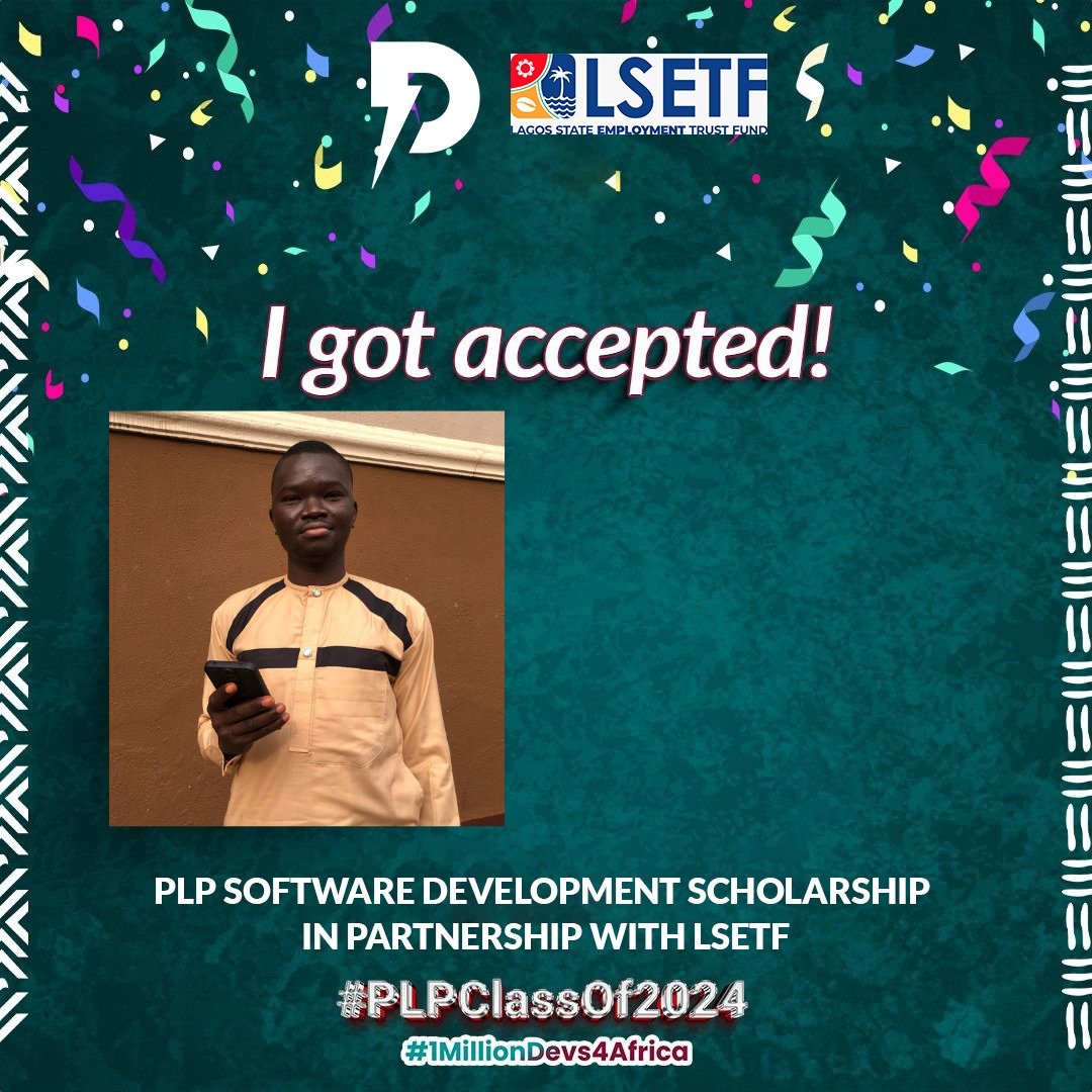 Deltech26's tweet photo. I am thrilled to announce that I have been awarded the Power Learn Project Software Development Scholarship in partnership with LSETF! 
I am deeply grateful to Power Learn Project and LSETF for this incredible opportunity.
#plpafrica 
#plpcommunity
#LSETF https://t.co/I1Ifia5Mq1
