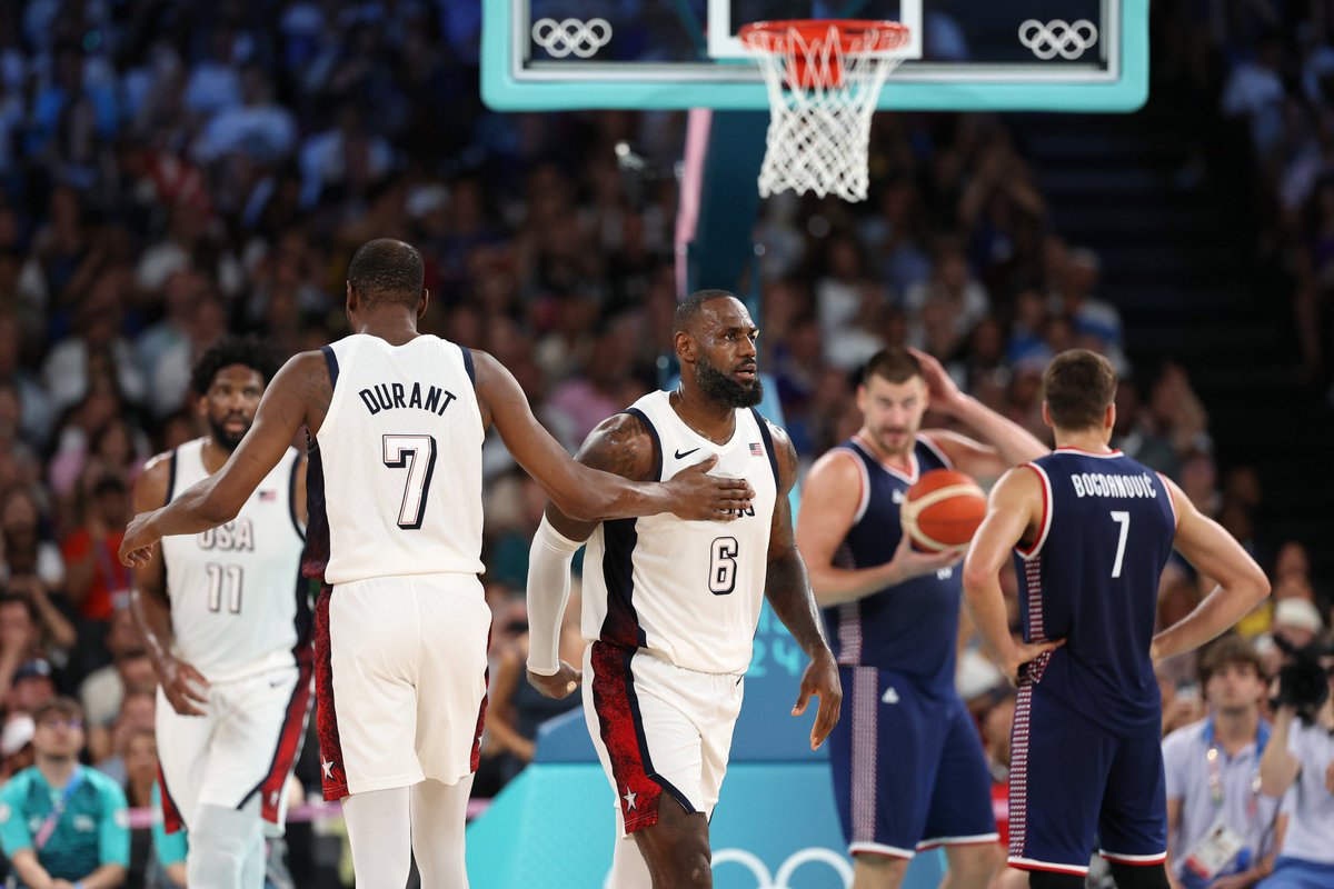 CliveKyazze's tweet photo. #JustIn

USA defeated Serbia 95-91 to qualify for the #Paris2024 #Basketball finals where they will play host France on Saturday 

The USA qualified for their 18th #Basketball #Olympics finals and their 5th straight, they have won #Gold in the last four 

#CliveInParis https://t.co/BajWAJiXoI