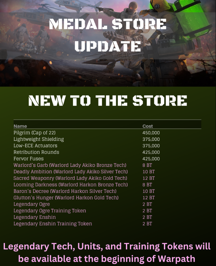war_commander's tweet photo. 💥 The August Medal Store #Update is now Live, Commanders!
Joining the Medal Store this month is the Pilgrim and its Bronze and Silver Tech!
#WarCommander #KIXEYE #MedalStore https://t.co/X9rQsXfZoQ