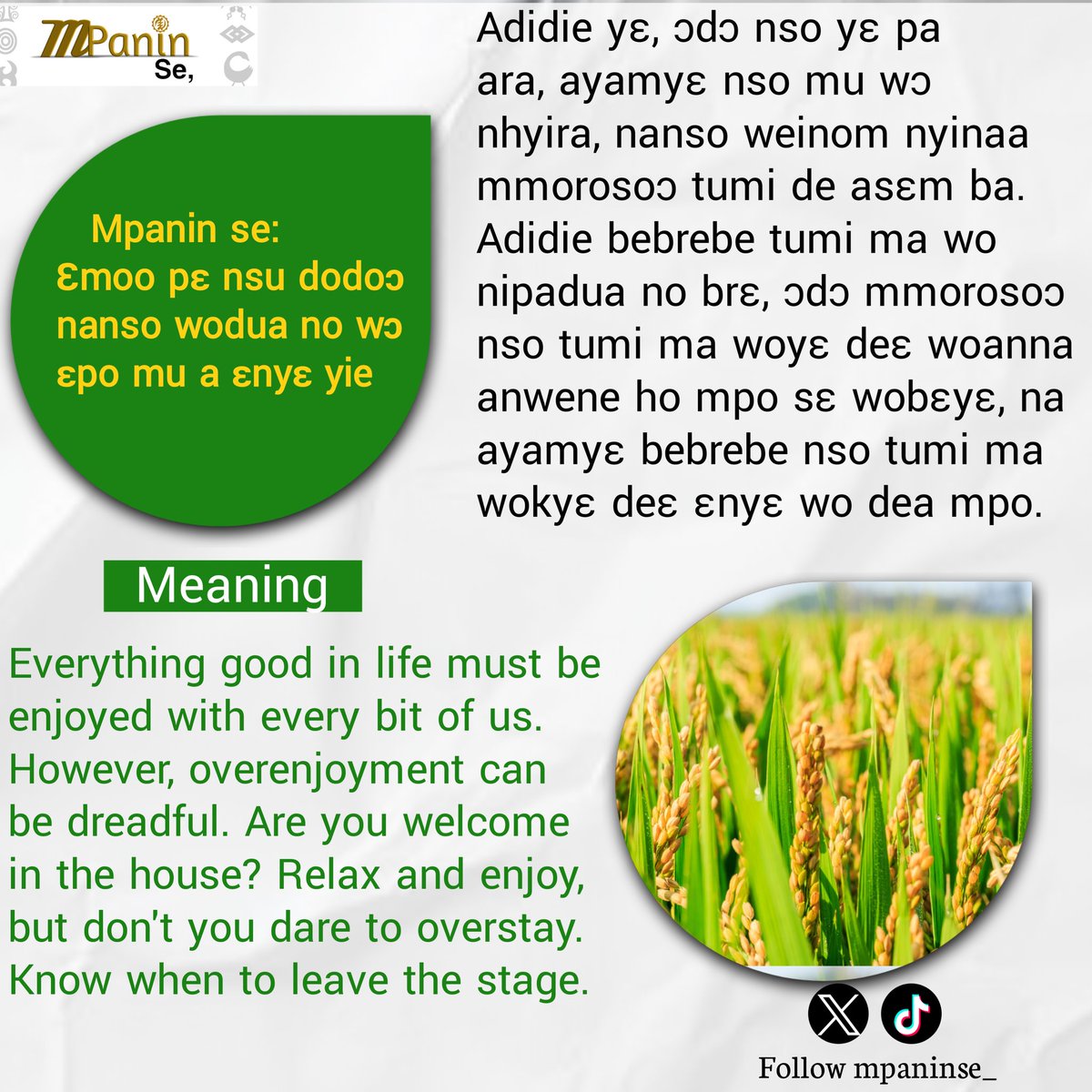 MpaninSe_'s tweet photo. Don't overstay your visit.
#mpaninse #Akanproverbs https://t.co/Z8j64tFM2x