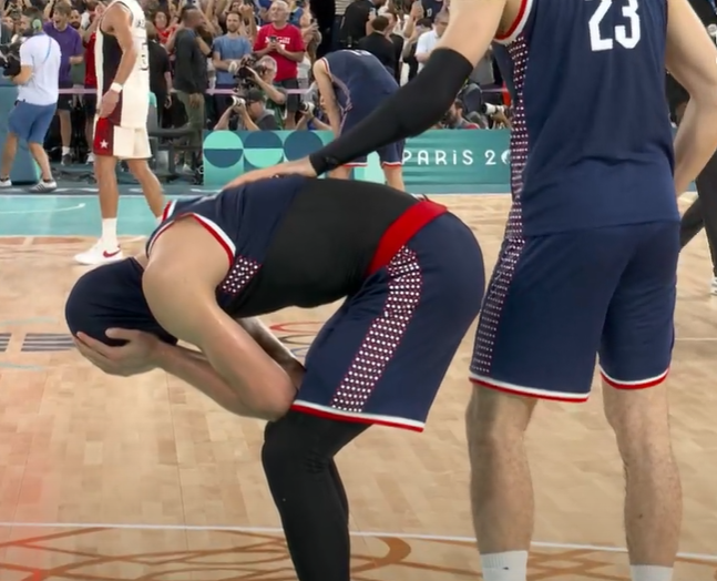 Ants_Revenge's tweet photo. Bogdan Bogdanovic crying after losing to Team USA in the Olympics that's what you get for pressing Lebron loser https://t.co/T9aOB7xihn