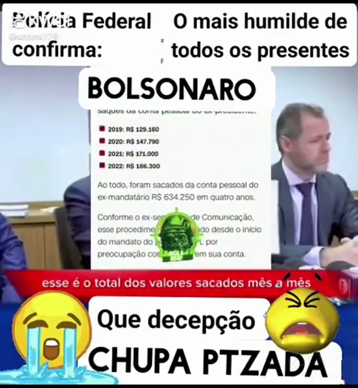 N_Carvalheira's tweet photo. Policia Federal apurou que, em 4 anos de governo, o presidente Bolsonaro teve gastos com sua familia de R$ 634.000.00, pagos com seu cartão pessoal e nunca registrou senha ou desbloqueou o cartão corporativo.

E o Lula não paga os gastos da mulher dele! https://t.co/f9xvvTqh8G