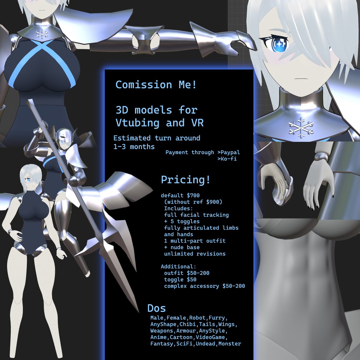 AegisFrost's tweet photo. Commission me #ENVtubers #Vtubers This October onwards. Feel Free to DM me for details.

DEBUTING completed version of this model
October 5th! Please look forward to it!
#ENVtuberDebut https://t.co/FQ1kO5Zf51