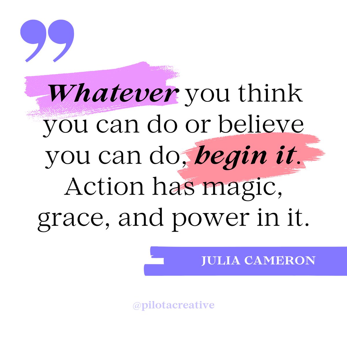 “Whatever you think you can do or believe you can do, begin it. Action has magic, grace, and power in it.” - Julia Cameron (Author, The Artist’s Way) 

Start now ✨ 

#Entrepreneur #TakeAction #Motivation #StartToday #CreativePower