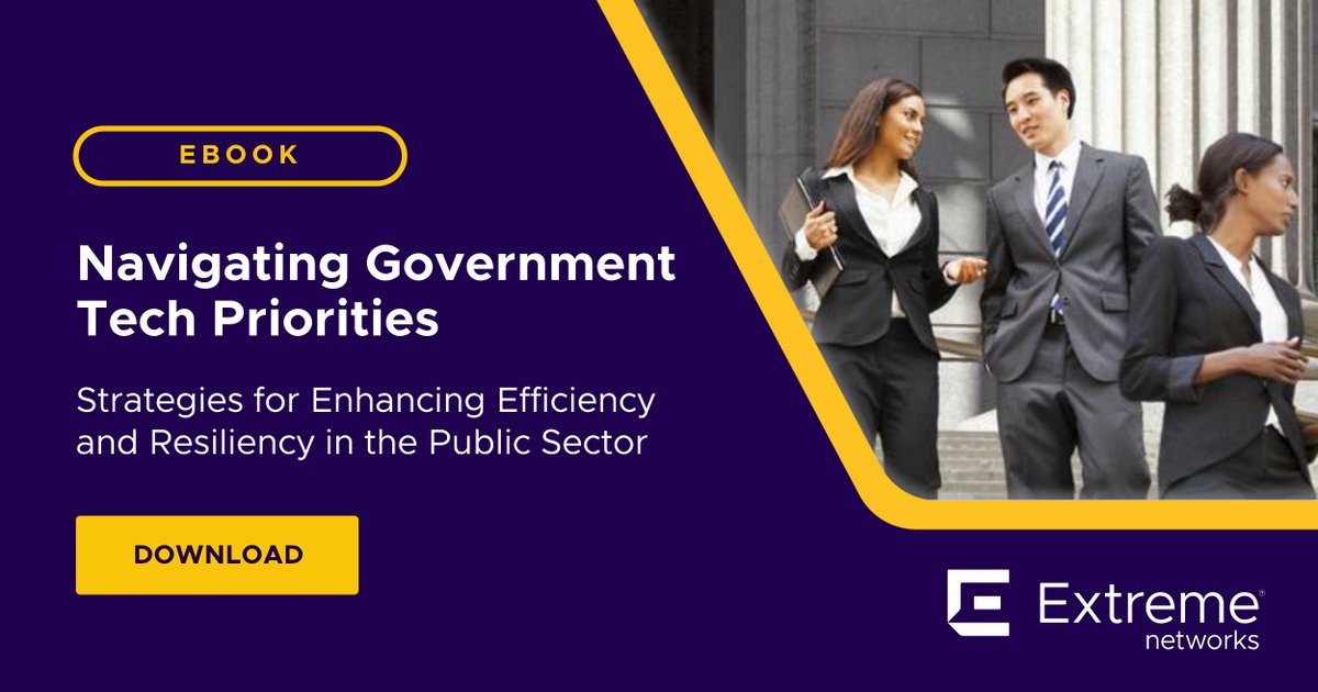 With our new eBook, Navigating Government Tech Priorities, get insights into the most important considerations and trends shaping the future of state governments and ensure that you’re ready to excel in the digital age.

Download the free eBook today: extremenetworks.com/Resources/eboo…