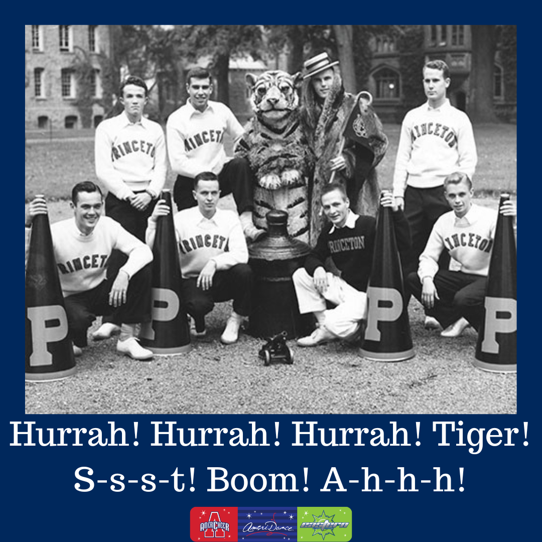 AmeriCheer87's tweet photo. Did you know? Cheerleading originated in the 1880’s at Princeton University! It started as an all male activity. #throwbackthursday #cheerhistory #pursueyourgreatness https://t.co/9MO5Lact76