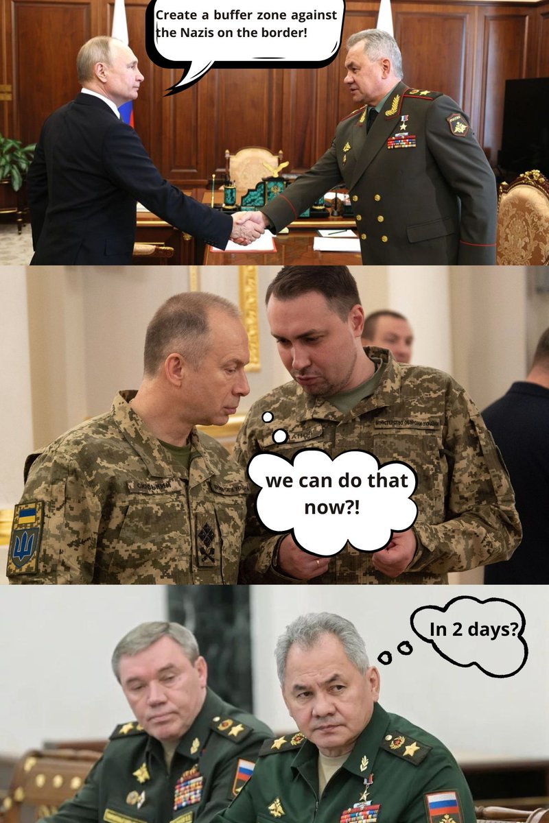 NEPLECHA V RUSKU - DEN DRUHÝ (vlákno)
Putin si přál vytvořit buffer zónu na ochranu Belgorodu. Tak se ji dočkal. 

Když tím pověřil svoji armádu, tak se pokusila otevřít nový úsek u Vovčansku. Té se přes velkou materiální převahu nepodařilo porazit ani pohraničníky, kteří