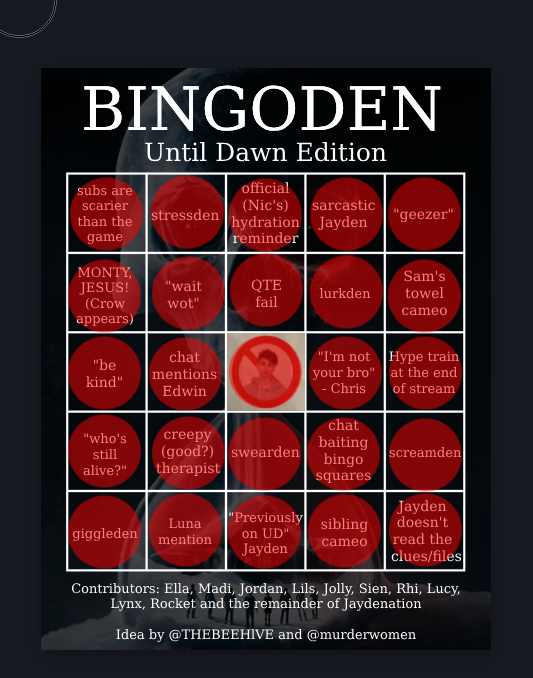 THEBEEHlVE's tweet photo. Well @jaydenrevri, here ya go, this was tonight's board, thank you as always for being a good sport and being so kind to all of us...

Much love to everyone who played bingoden and participated in #snackden as well. I love you all sm #jaydenation!

💛🫂 https://t.co/HE21kN3xrb