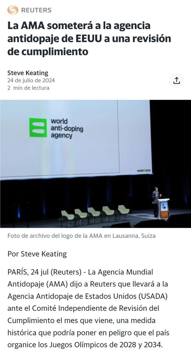 David_qva's tweet photo. No es que los rusos tienen un sistema de dopaje y por eso no están en las olimpiadas... China acusa a EEUU de "dopaje sistemico en el atletismo"; la Agencia Mundial Antidopaje investiga la agencia estadounidense, te hablaron de los rusos para esconder sus fraudes. https://t.co/Jv45QzG7fP