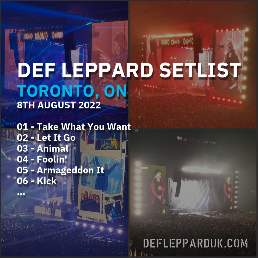 dltourhistory's tweet photo. Def Leppard #Setlist for a show in
Toronto ON CANADA 🇨🇦 2 Years Ago on this day in 2022
01 - Take What You Want
02 - Let It Go
03 - Animal...
#defleppard #diamondstarhalos #thestadiumtour
https://t.co/LsIRG8ZnKb https://t.co/3GARK2VjHm
