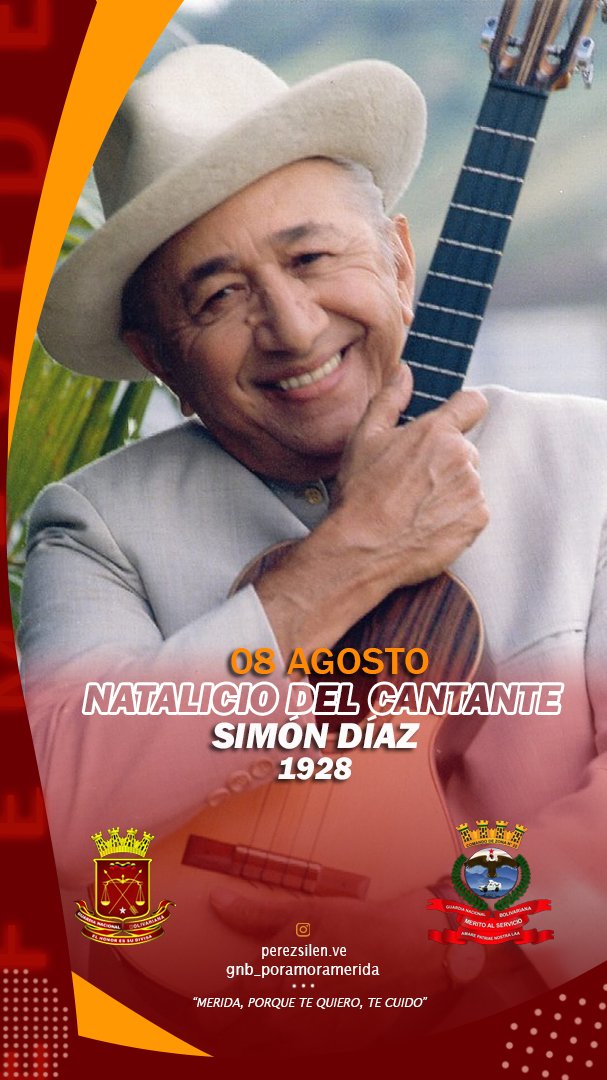 Simón Narciso Díaz Márquez nació en Barbacoas, Venezuela, #08Ago de 1928, más conocido como Simón Díaz o simplemente por el apodo de El Tío Simón, fue un cantante, músico, compositor, poeta, humorista, caricaturista y empresario venezolano.
