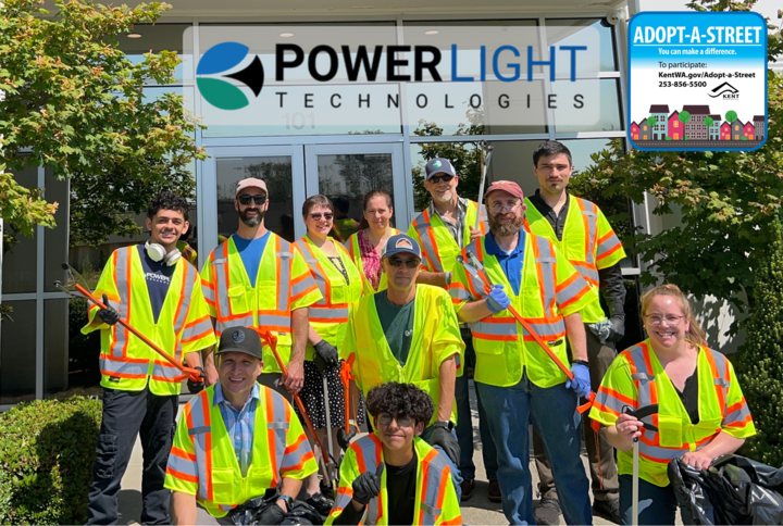 PowerLightTech's tweet photo. PowerLight recently adopted a street near our office in Kent as part of @cityofkent Adopt-a-Street program. We had a great time on a sunny afternoon beautifying our area. Thanks to all who participated! #WeAreKent #KentWA https://t.co/AuEBdGc7lw