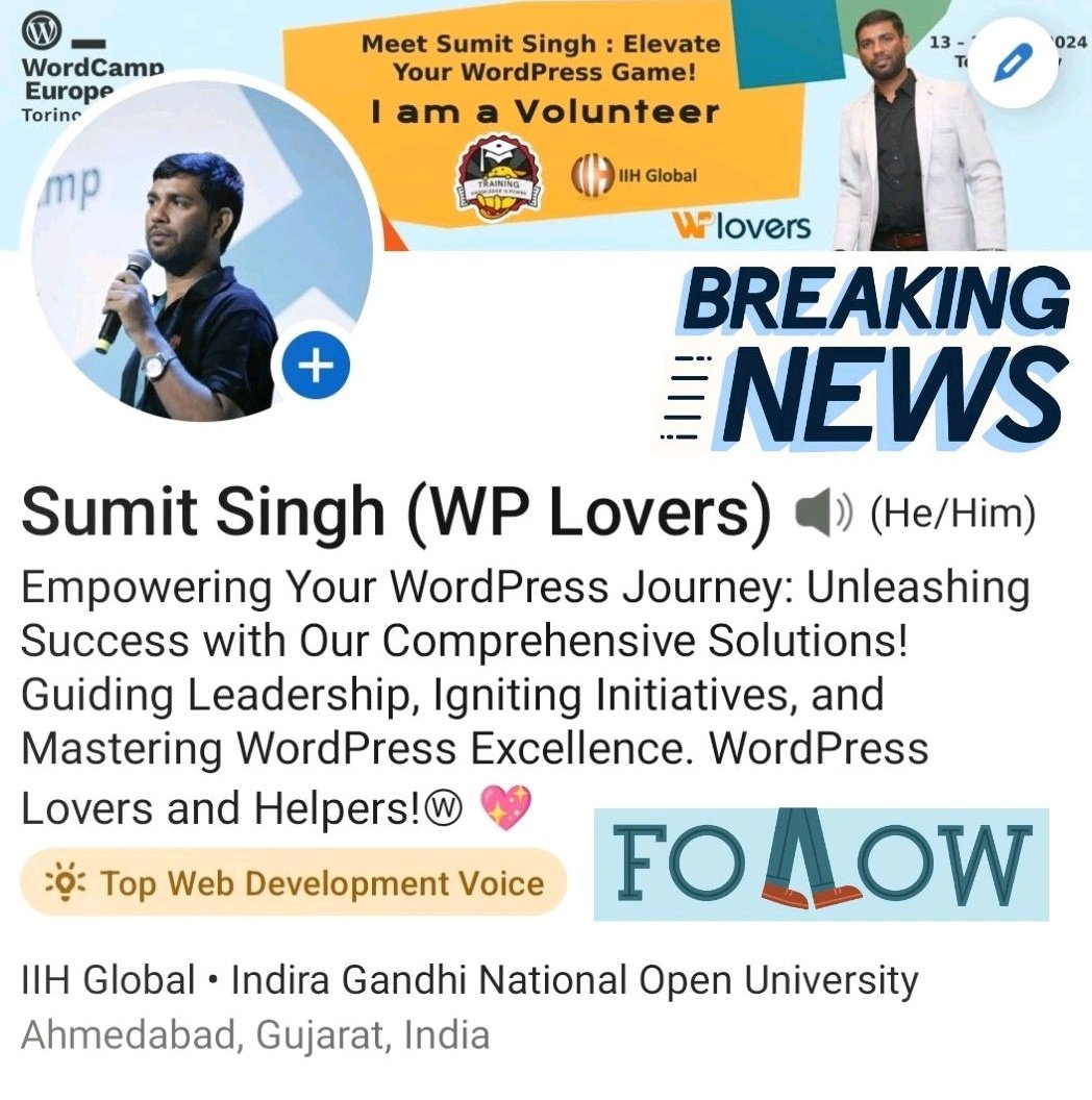 sumitsinghwp's tweet photo. ๐ Thrilled to Announce! ๐
Iโm excited to share that Iโve just earned the #Top #Web #Development #Voice #Badge on LinkedIn! ๐
Thank you to everyone who has engaged with my content.
#WebDevelopment #LinkedInTopVoice #LearningTogethe #TalkWithSumit #WordPress #WPLoversTeam https://t.co/Ty4qCLRUkl