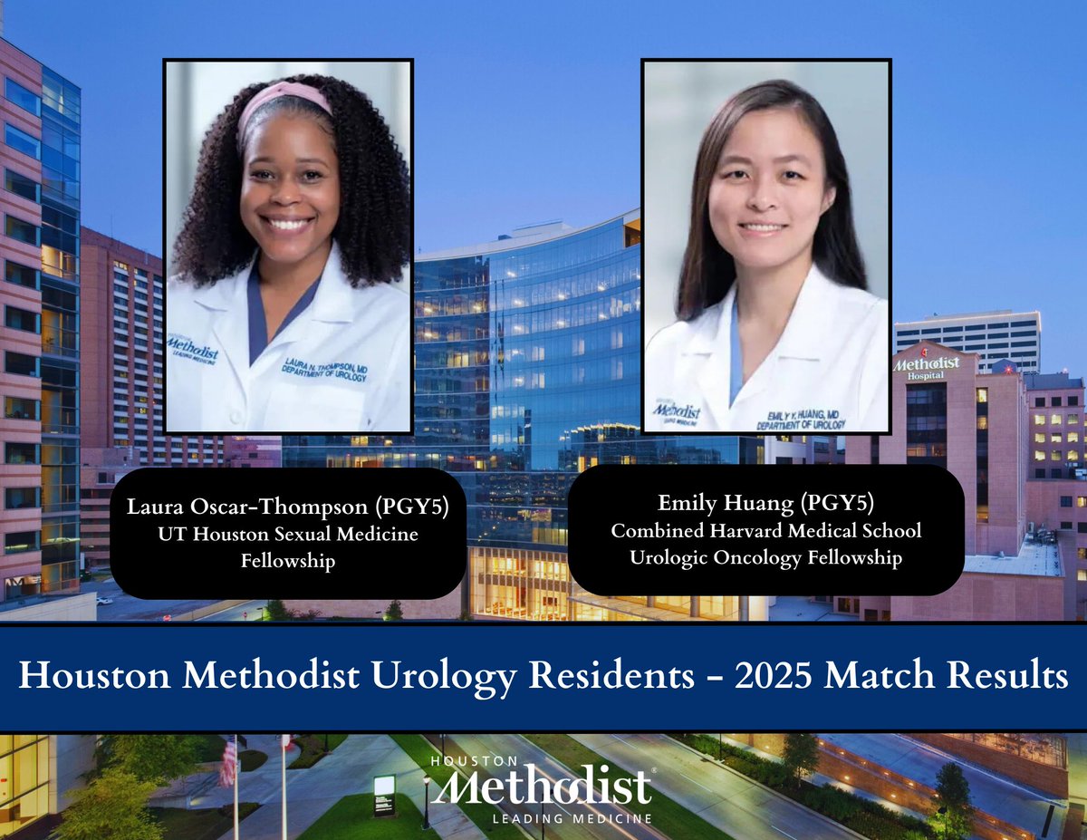 Houston Methodist Urology and Residency Program (@hmethodisturo) on Twitter photo We're so thrilled to share that our chief residents have matched to incredible programs! Congratulations to the both of them and we can't wait to see the amazing things that these rising stars will be able to accomplish!✨<a href="/mle_huang/">Emily Huang, MD</a> <a href="/DrNikkiThompson/">Nikki Thompson, MD, MPH</a> We're so thrilled to share that our chief residents have matched to incredible programs! Congratulations to the both of them and we can't wait to see the amazing things that these rising stars will be able to accomplish!✨<a href="/mle_huang/">Emily Huang, MD</a> <a href="/DrNikkiThompson/">Nikki Thompson, MD, MPH</a>