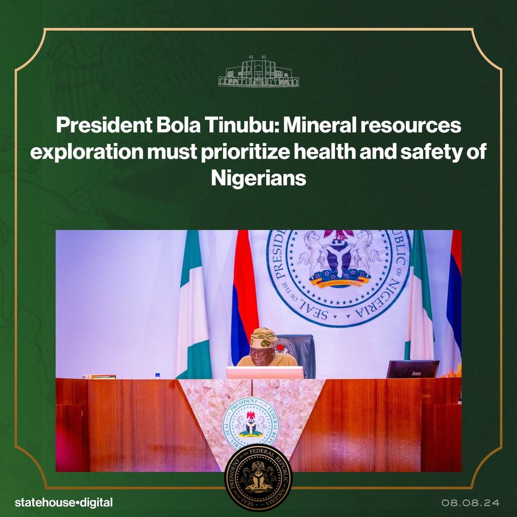President Bola Tinubu: Mineral resources exploration must prioritize health and safety of Nigerians