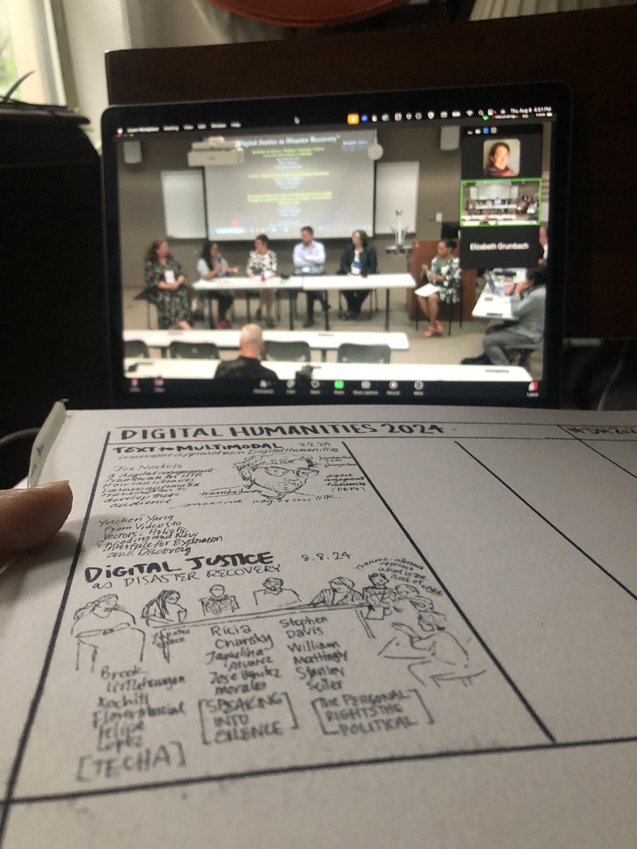 Dr. Jojo Karlin (@jojokarlin) on Twitter photo 4pm sessions: “Text to MultiModal” <a href="/J_Nockels/">Joe Nockels</a> & “Digital Justice as Disaster Recovery” <a href="/TichaProject/">Ticha Project</a> <a href="/uprm/">RUM/UPRM</a>
Ricia Chanksy, Jacquelina Alvarez, J. Benitez Morales; S. Davis, W. Mattingly, S. Seiler; Brook Lillehuagen, Xochitl Flores Marcial, Felipe Lopez
#dh2024 #jojodoodles 4pm sessions: “Text to MultiModal” <a href="/J_Nockels/">Joe Nockels</a> & “Digital Justice as Disaster Recovery” <a href="/TichaProject/">Ticha Project</a> <a href="/uprm/">RUM/UPRM</a>
Ricia Chanksy, Jacquelina Alvarez, J. Benitez Morales; S. Davis, W. Mattingly, S. Seiler; Brook Lillehuagen, Xochitl Flores Marcial, Felipe Lopez
#dh2024 #jojodoodles