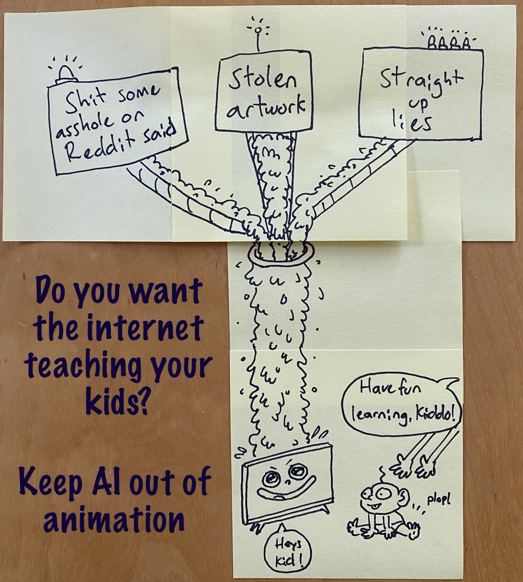 Animation Guild Writers (@tagwriters) on Twitter photo Per a recent survey, 78% of entertainment companies plan to use Generative AI. Your child’s storytellers shouldn’t be robots. Human staffing minimums are a must. Artwork by HUMAN ARTIST <a href="/ponytootles/">Jojo Ramos Patrick</a> #WritersNotRobots #ArtistsNotRobots #StandWithAnimation #NoContractNoCartoons Per a recent survey, 78% of entertainment companies plan to use Generative AI. Your child’s storytellers shouldn’t be robots. Human staffing minimums are a must. Artwork by HUMAN ARTIST <a href="/ponytootles/">Jojo Ramos Patrick</a> #WritersNotRobots #ArtistsNotRobots #StandWithAnimation #NoContractNoCartoons