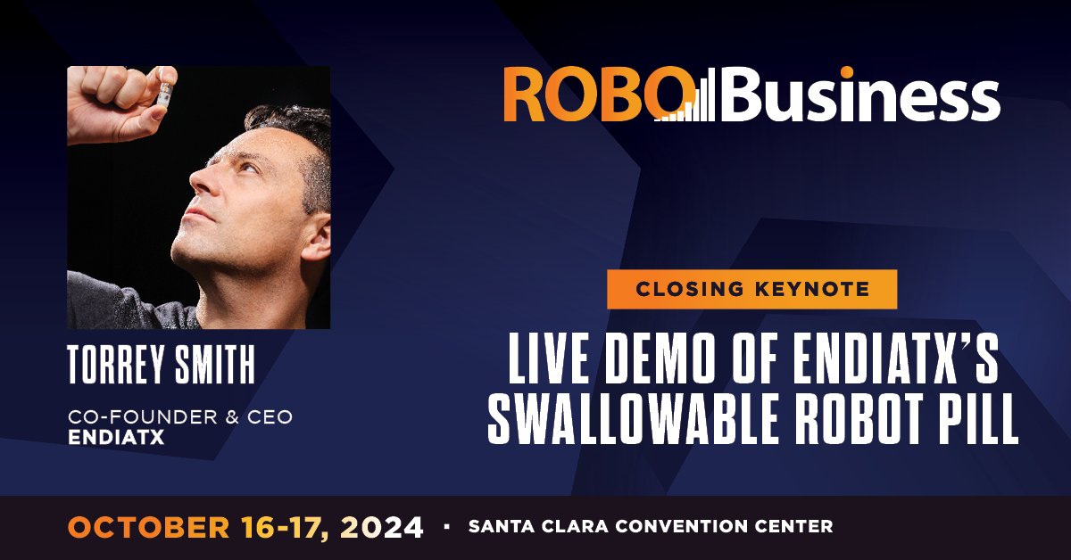 📢 Closing Keynote Speaker: Torrey Smith, Co-Founder &amp; CEO, <a href="/endiatx/">Endiatx</a> 
Rounding out our keynote speakers, join this session to see a live demo of Endiatx's Swallowable Robot, the PillBot. 
Get a real-time look, join us and register today → bit.ly/3VBVvOa