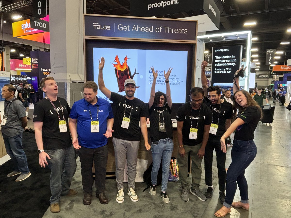TalosSecurity's tweet photo. We โค๏ธ #TeamTalos. So happy to be celebrating our 10th birthday at #BHUSA this week! #Talos10 https://t.co/4XsZmGk1pe
