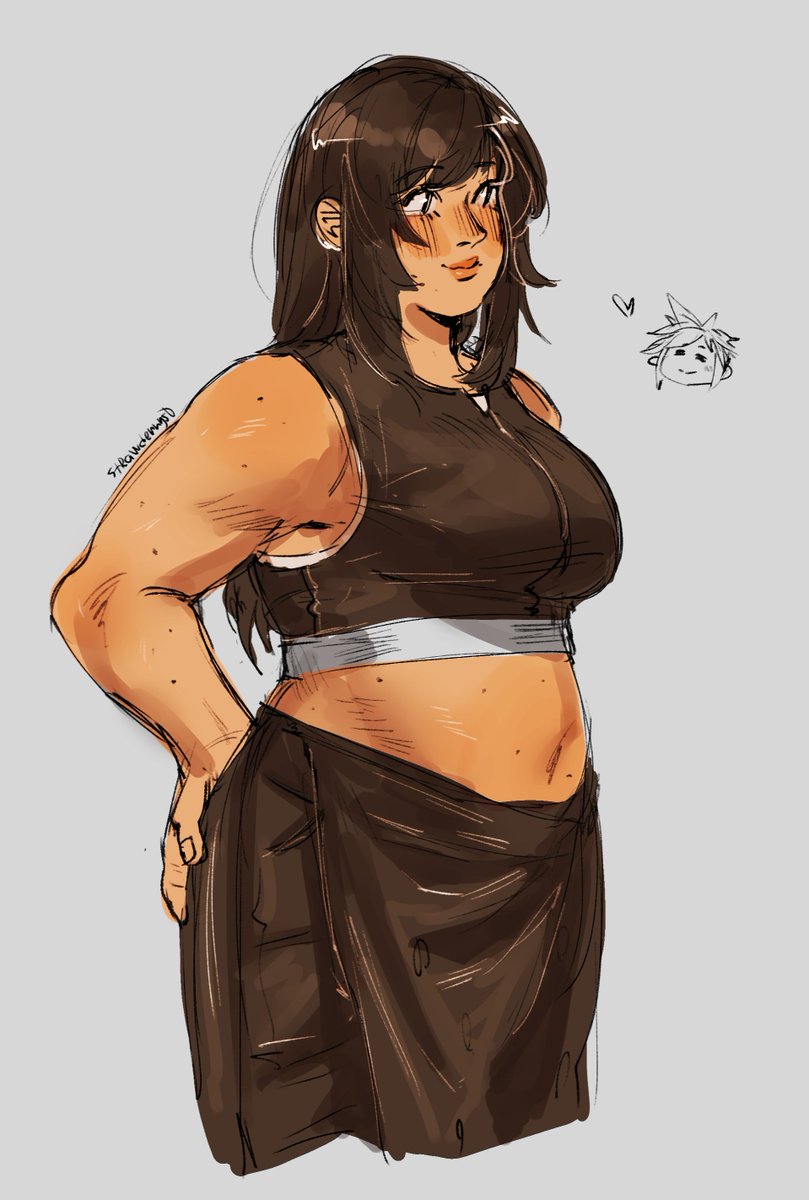 ティファ・ロックハート 「"Why is she chubby?"Because I love her i」|strawderryst | COMMS OPEN | available slots 1/5のイラスト