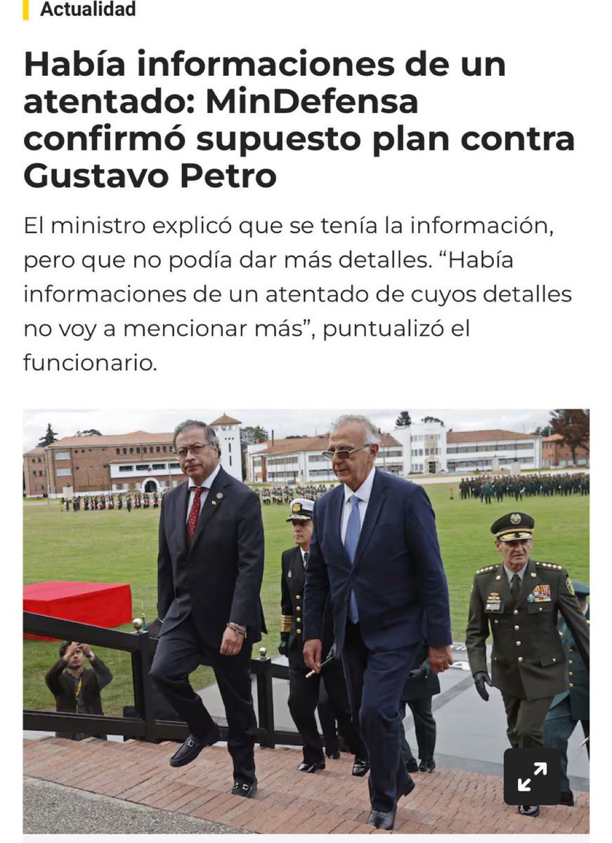 Intento de magnicidio contra Petro: hecho por la misma derecha fascista y asesina que ha atentado contra <a href="/NicolasMaduro/">Nicolás Maduro</a> y contra el pueblo venezolano los días 29 y 30 de julio luego de las elecciones.

Solidaridad con el presidente <a href="/petrogustavo/">Gustavo Petro</a> y con el pueblo colombiano.