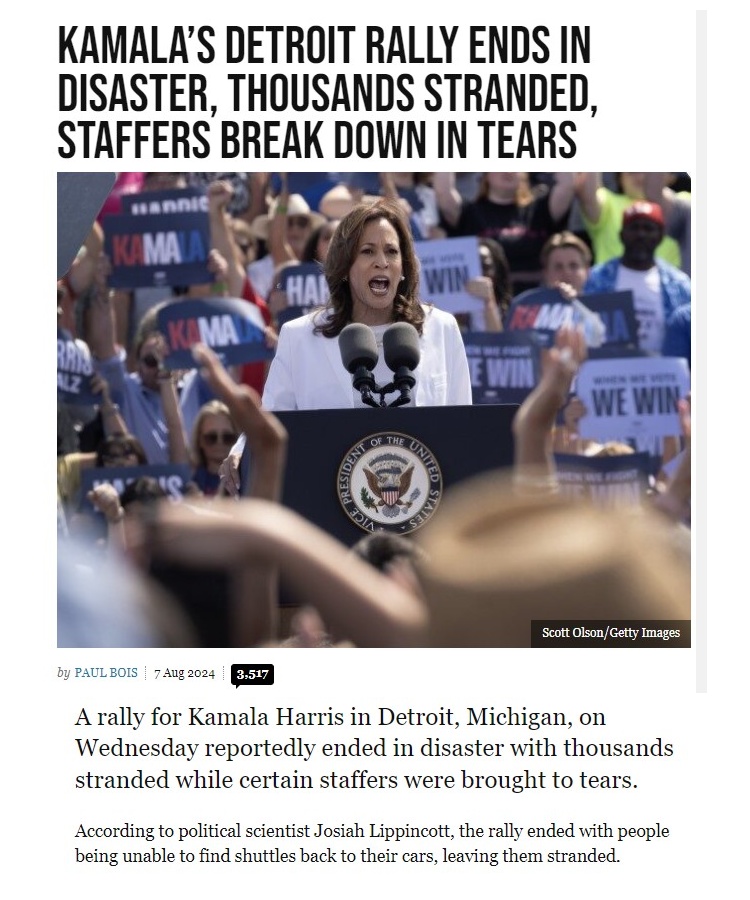 kArEn_Magnet_'s tweet photo. The preview of a #HarrisAdministration. #Detroit rally ends in disaster...
#KamalaHarris #Rally #hecklers #stranded
https://t.co/pV891lqzMD
(CLICK THE LINK ABOVE to read this entire article.) https://t.co/2gR0UmZLTK
