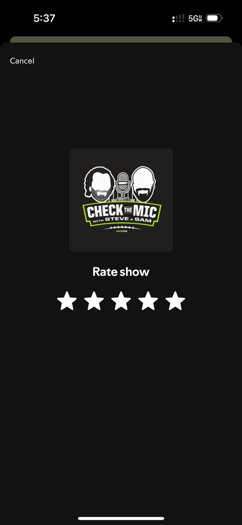 AndrewKattula's tweet photo. @PFF_Sam @PFF_Steve @The33rdTeamFB The first 5 star review for the kings of football podcasting https://t.co/8tg0s1qEqd