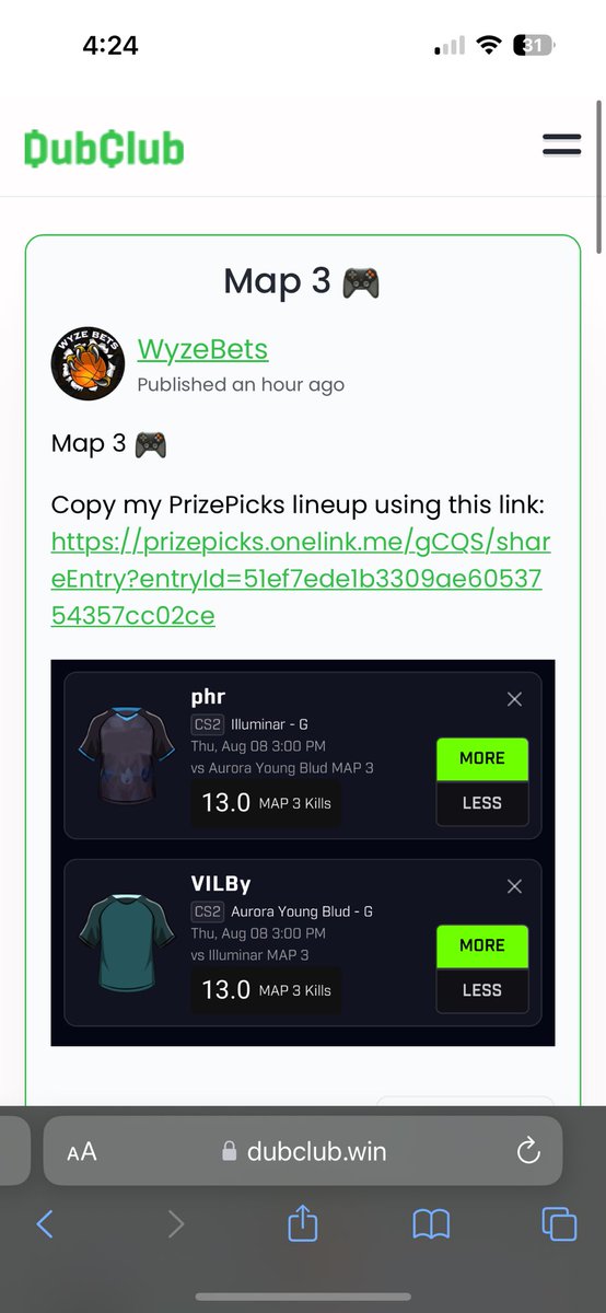WyzeProps's tweet photo. BANGGG 💰✅

$2,750 WIN AGAIN 🏆 

It PAYS to be in DubClub 📲 

$500 to SOMEONE who LIKES+RT’s 💚

50% OFF VIP PLAYS ⤵️
https://t.co/nTb0Yzdmkt

#GamblingX | #PrizePicks https://t.co/IsTePKHZXt