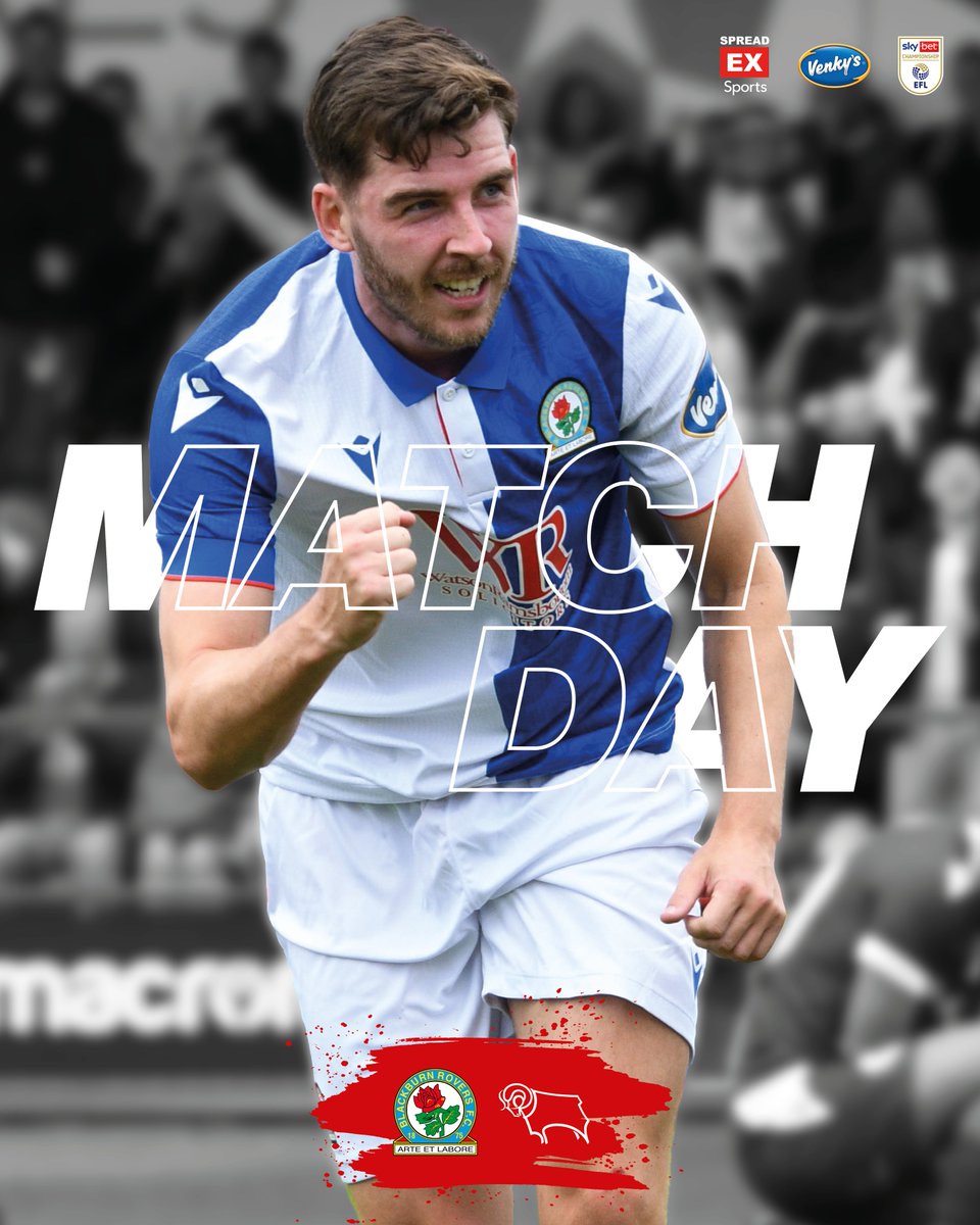 1⃣ For the first time this season... it's 𝗠𝗔𝗧𝗖𝗛𝗗𝗔𝗬!

🆚 <a href="/dcfcofficial/">Derby County</a>
🏆 <a href="/SkyBetChamp/">Sky Bet Championship</a>
🏠 Ewood Park
🕗 8pm
🤝 <a href="/SpreadexSport/">Spreadex Sports</a>

#ROVvDER | #Rovers 🔵⚪️