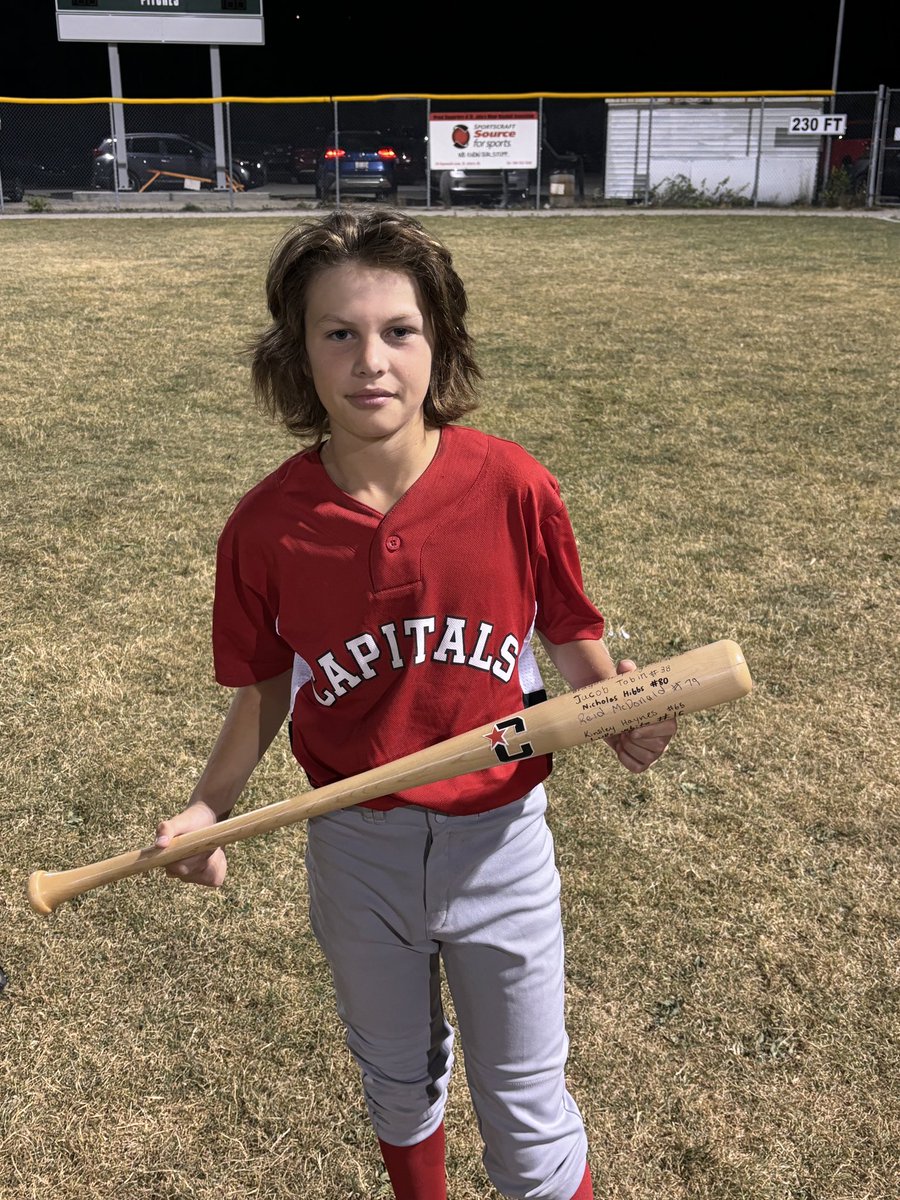 Our Cap of the Game was Flynn Beresford! He had two hits, including a bases clearing double in his last at bat! Great effort Flynn!
