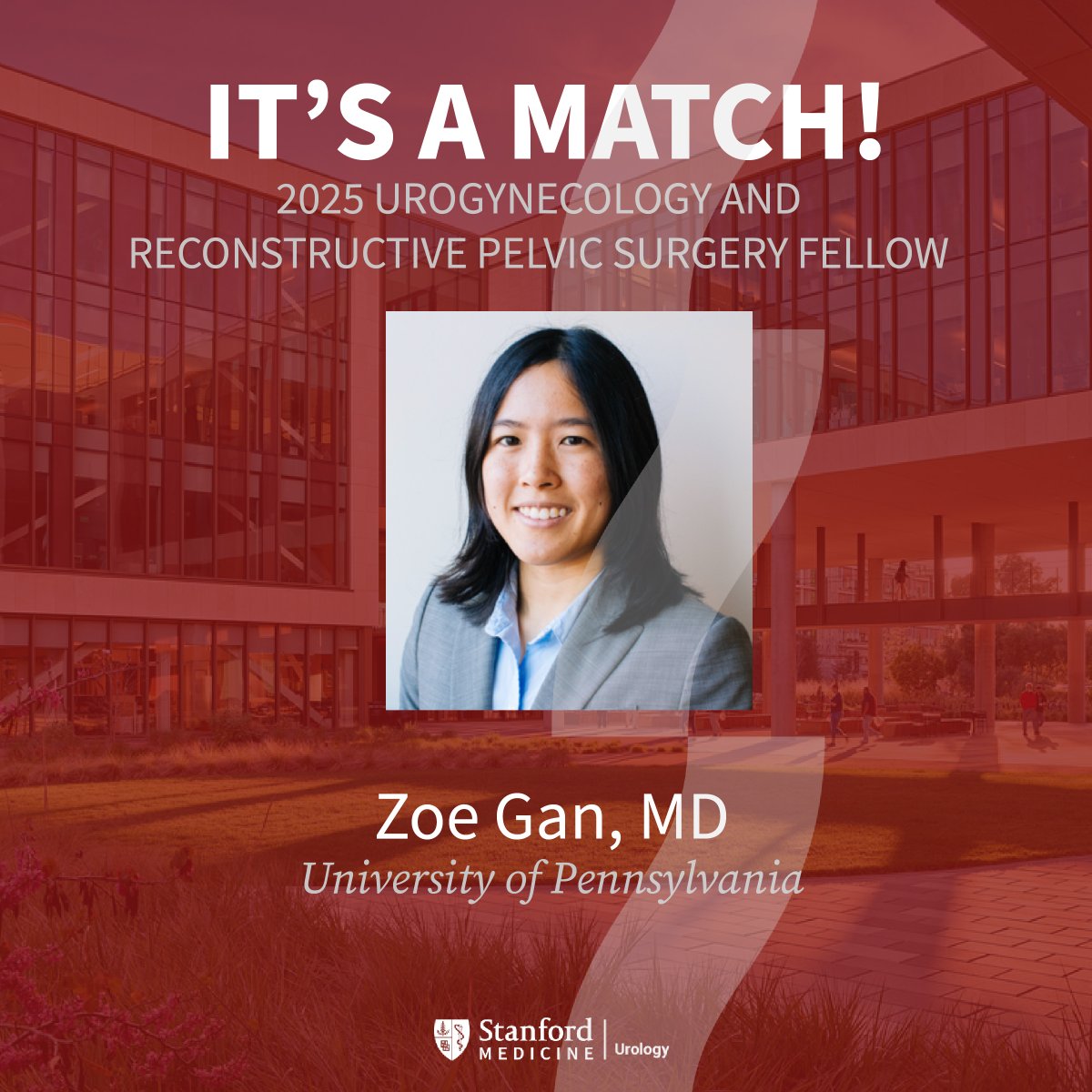 StanfordUrology's tweet photo. ITS A MATCH! We are thrilled to announce that we have matched @gan203 into our Urogynecology and Reconstructive Pelvic Surgery fellowship! Welcome to the team, Zoe!  

#MatchDay #MedEd #URPS

@StanfordMed https://t.co/VMn63L5qAJ