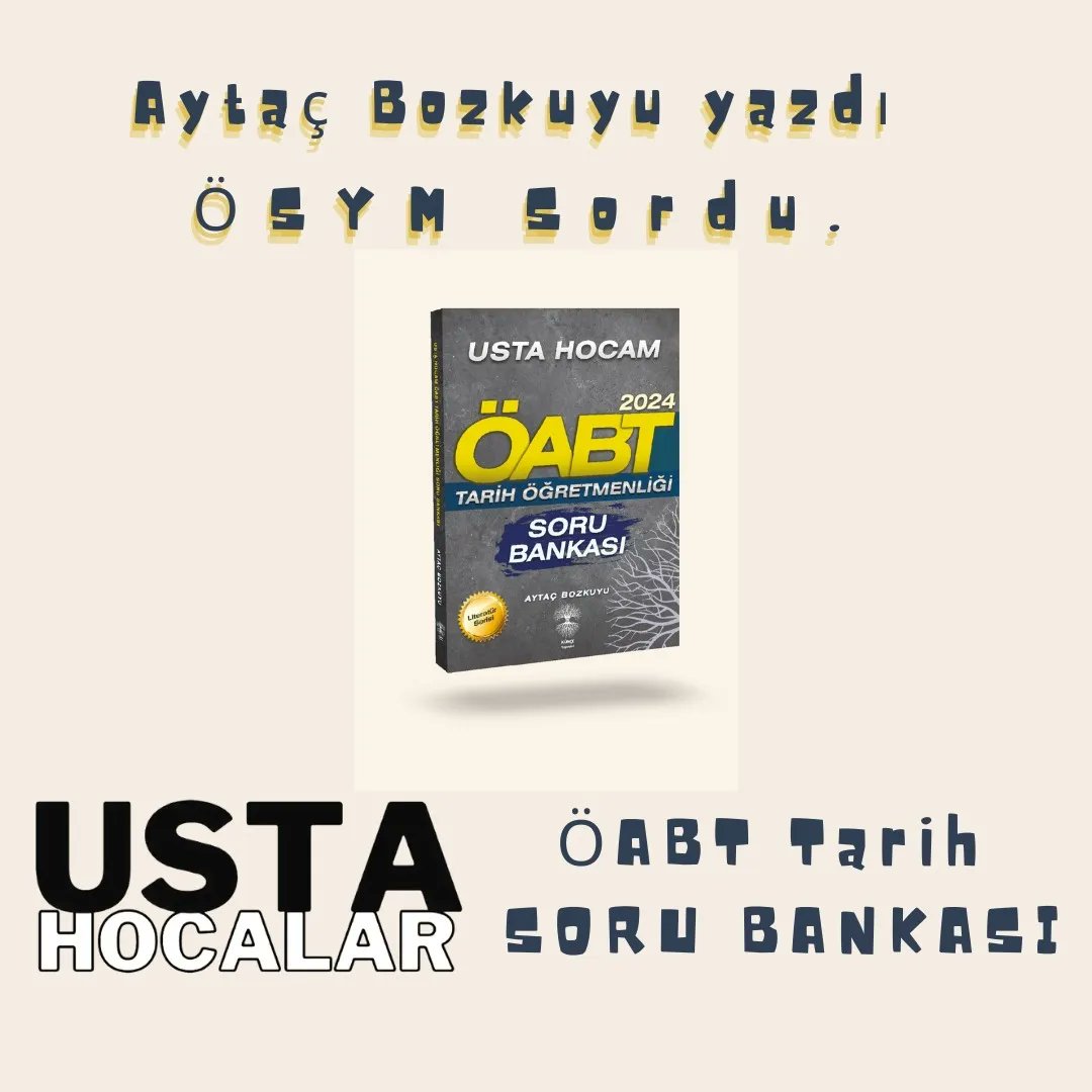 UstaHocam's tweet photo. #öabt
👏#2024oabttarih Sınavında #ustahocam @aytacbozkuyu nun ÖABT Tarih Soru Bankası kitabının gurur tablosu...

📕 Aytaç Bozkuyu yazdı ÖSYM sordu ✍️ https://t.co/oqGURbirO4