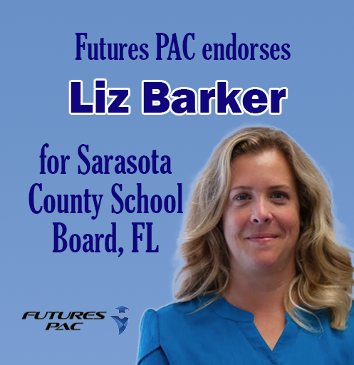 Futures PAC is proud to endorse Liz Barker for Sarasota County Public School Board in Florida. Lis is a former school psychologist who is challenging an extremist incumbent who is backed by hate group Moms for Liberty. #futurespac #schoolboard