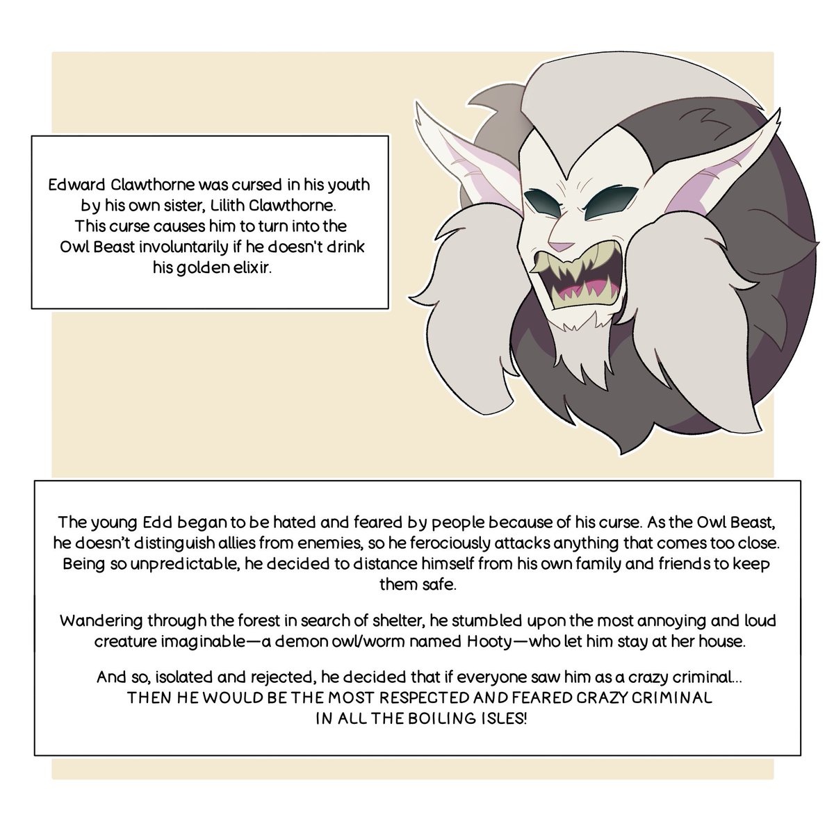 SleralyMoon's tweet photo. 🦉 Edward Clawthorne, The Owl Man🦉

Information about our Papa Owl!

#TohEsquizoAu #toh #theowlhouse #tohau #au #edatoh #edalynclawthorne #theowllady #theowlman #genderbend #owlfamily #toheda https://t.co/pl29E5tnc8
