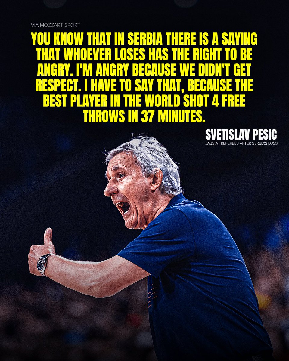 Serbia's head coach Svetislav Pesic slammed the referees after a loss against Team USA 😡 #Paris2024