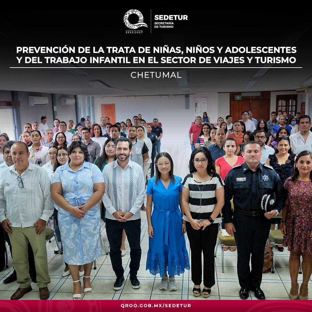 SedeturQROO's tweet photo. Gran participación en el evento "Prevención de la Trata de Niñas, Niños y Adolescentes en el Sector de Viajes y Turismo" en Chetumal por el "Día Mundial Contra la Trata de Personas". Diversos sectores se unieron para proteger y promover la denuncia contra la explotación infantil. https://t.co/r7zmj0VyCR