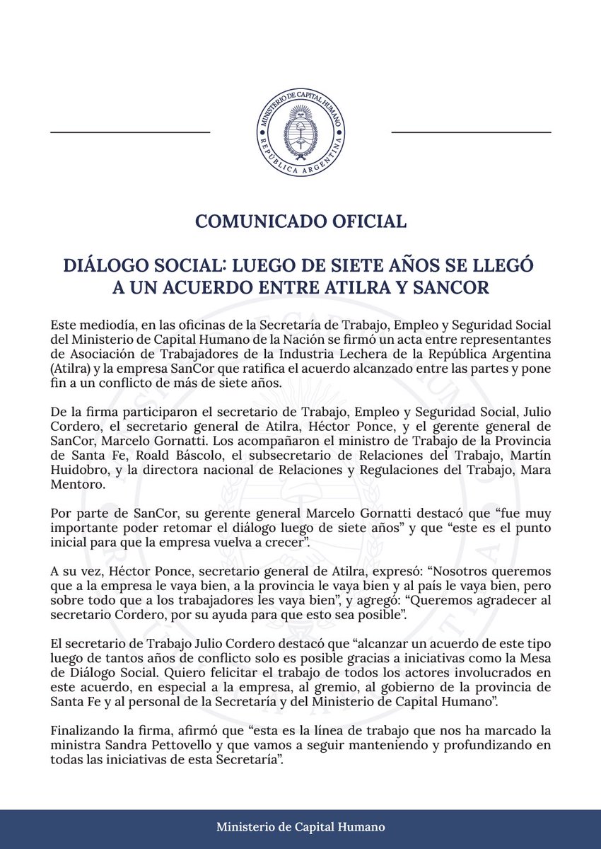 Ministerio de Capital Humano tweet media