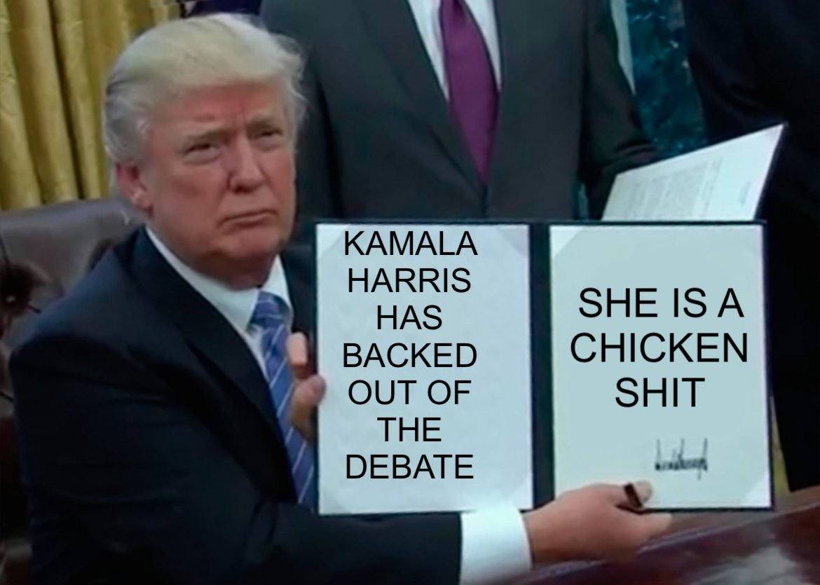 PatriotXV11's tweet photo. @kylenabecker She doesn’t get the name Chicken Mala Kamala for nothing. She’s afraid she won’t get the questions beforehand at Fox and be able to cheat. https://t.co/hBh93nlV4G