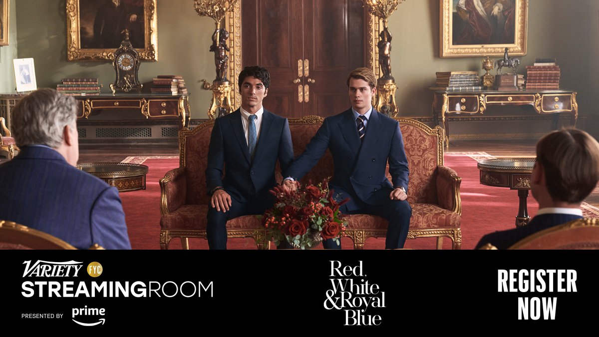 Variety's tweet photo. Register today for an exclusive "Red, White &amp; Royal Blue" FYC conversation in the #VarietyStreamingRoom presented by @AmazonMGMStudio @PrimeVideo on August 19. https://t.co/ZzWFyEEY0r @RWRBonPrime https://t.co/W7U0k5HqVc