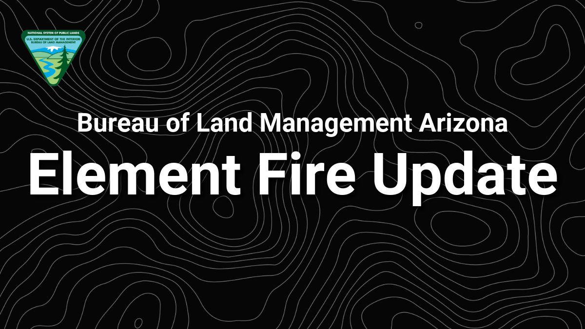 BLMAZFire's tweet image. CRD-#ElementFire Update
Closures:  Big Wash Road from the water tank junction (CM1470) to the Cherum Park Trailhead; CM1364 to Big Wash Road; Packsaddle Campground; Windy Point Campground; and Cherum Peak Trailhead. #AZFire
More info: inciweb.wildfire.gov/incident-infor…